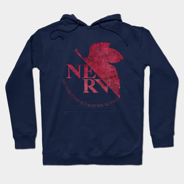 Evangelion Hoodie NERV Vintage Emblem Blood Edition Hoodie Evangelion Merch