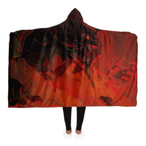 Evangelion Red Black 3D Hooded Blanket Official Evangelion Merch