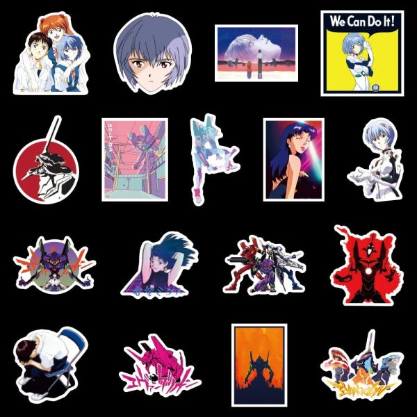 50pcs Evangelion Stickers Comic Waterproof Official Evangelion Merch