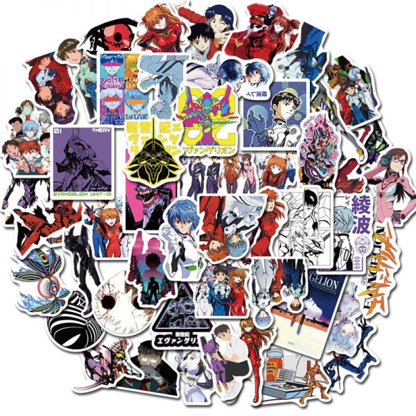 50PCS Cartoon Anime Evangelion Sticker Genesis Japanese Comic Decal Waterproof DIY Car Suitcase Graffiti Guitar Sticker 1 - Evangelion Merch