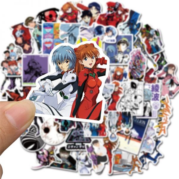 50PCS Cartoon Anime Evangelion Sticker Genesis Japanese Comic Decal Waterproof DIY Car Suitcase Graffiti Guitar Sticker 2 - Evangelion Merch