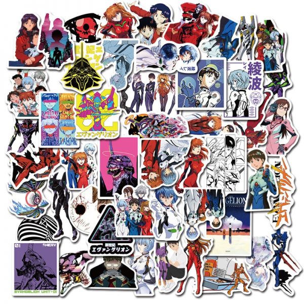 50PCS Cartoon Anime Evangelion Sticker Genesis Japanese Comic Decal Waterproof DIY Car Suitcase Graffiti Guitar Sticker - Evangelion Merch