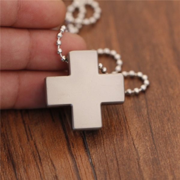 New Stainless Steel Necklace for Women Men Jesus Crystal Cross Pendant Necklaces Gold Silver Cross Fashion - Evangelion Merch