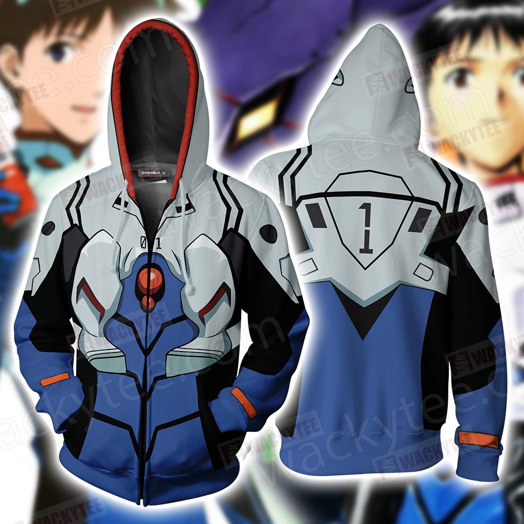 Evangelion Merch: Shinji Ikari 3D Zipper Hoodie | Evangelion Merch