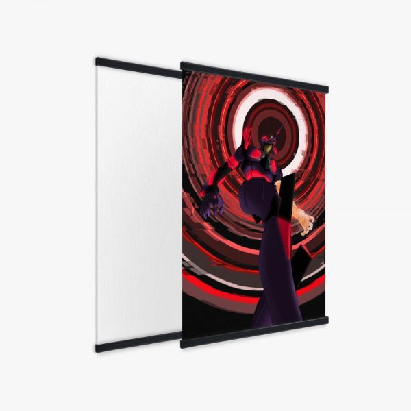 Wall Decor Picture Anime Print Evangelion Unit 01 Mecha Neon Swirl Modular Poster Black Wooden Frame 2 - Evangelion Merch