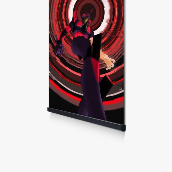 Wall Decor Picture Anime Print Evangelion Unit 01 Mecha Neon Swirl Modular Poster Black Wooden Frame 3 - Evangelion Merch