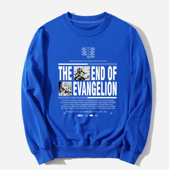 Anime The End of Evangelion Fashion Vintage Sweatshirt Comfortable Men Tracksuit Letter Print Fashion Casual Harajuku 3 - Evangelion Merch