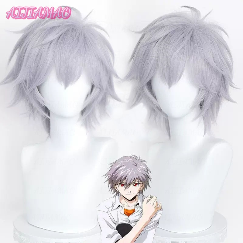 Kaworu Nagisa Cosplay Wig EVA Cosplay 37cm Purple Gray Wig Cosplay Anime Cosplay Wigs Heat Resistant - Evangelion Merch
