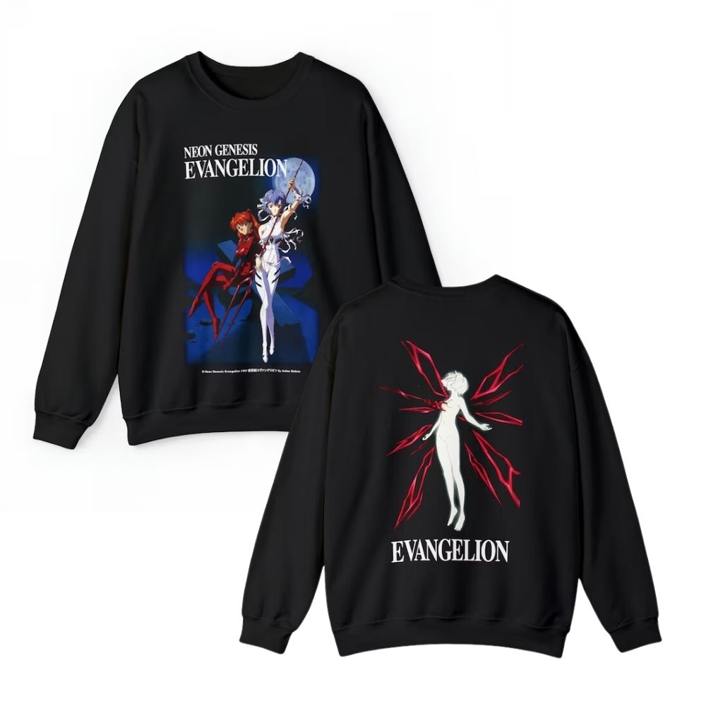 Evangelion Sweatshirts - Eva Ayanami Asuka Vintage Long Sleeve Sweater 2 - Evangelion Merch Evangelion Sweatshirts - Eva Ayanami Asuka Vintage Long Sleeve Sweater - Image 2
