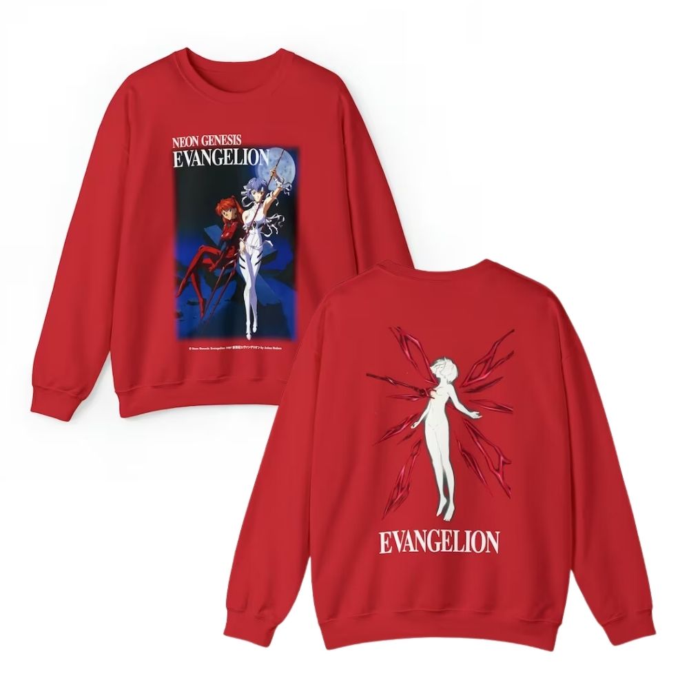 Evangelion Sweatshirts - Eva Ayanami Asuka Vintage Long Sleeve Sweater 4 - Evangelion Merch Evangelion Sweatshirts - Eva Ayanami Asuka Vintage Long Sleeve Sweater - Image 4