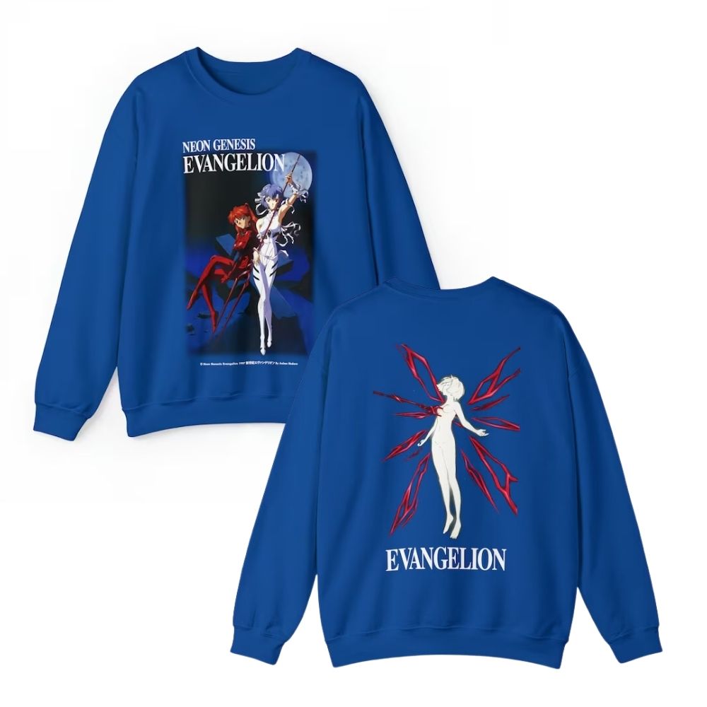 Evangelion Sweatshirts - Eva Ayanami Asuka Vintage Long Sleeve Sweater 3 - Evangelion Merch Evangelion Sweatshirts - Eva Ayanami Asuka Vintage Long Sleeve Sweater - Image 3