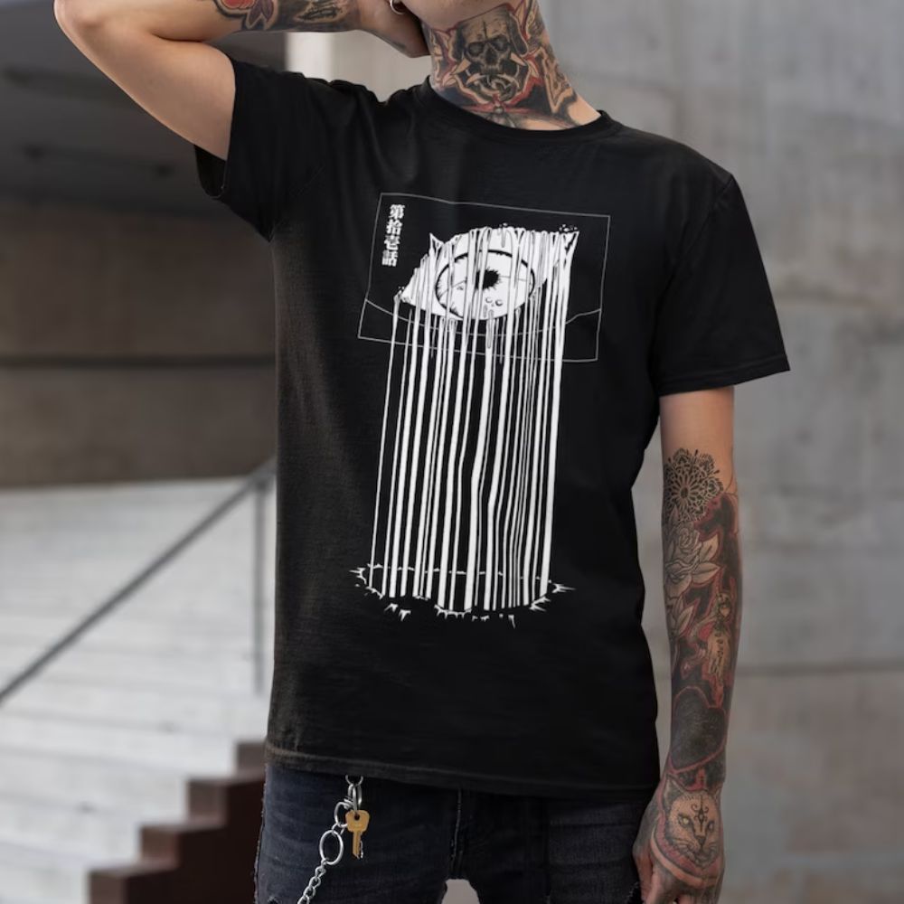 Evangelion T-shirts – EVA Dripping Eyeball Anime T-shirt 2 - Evangelion Merch Evangelion T-shirts – EVA Dripping Eyeball Anime T-shirt - Image 2