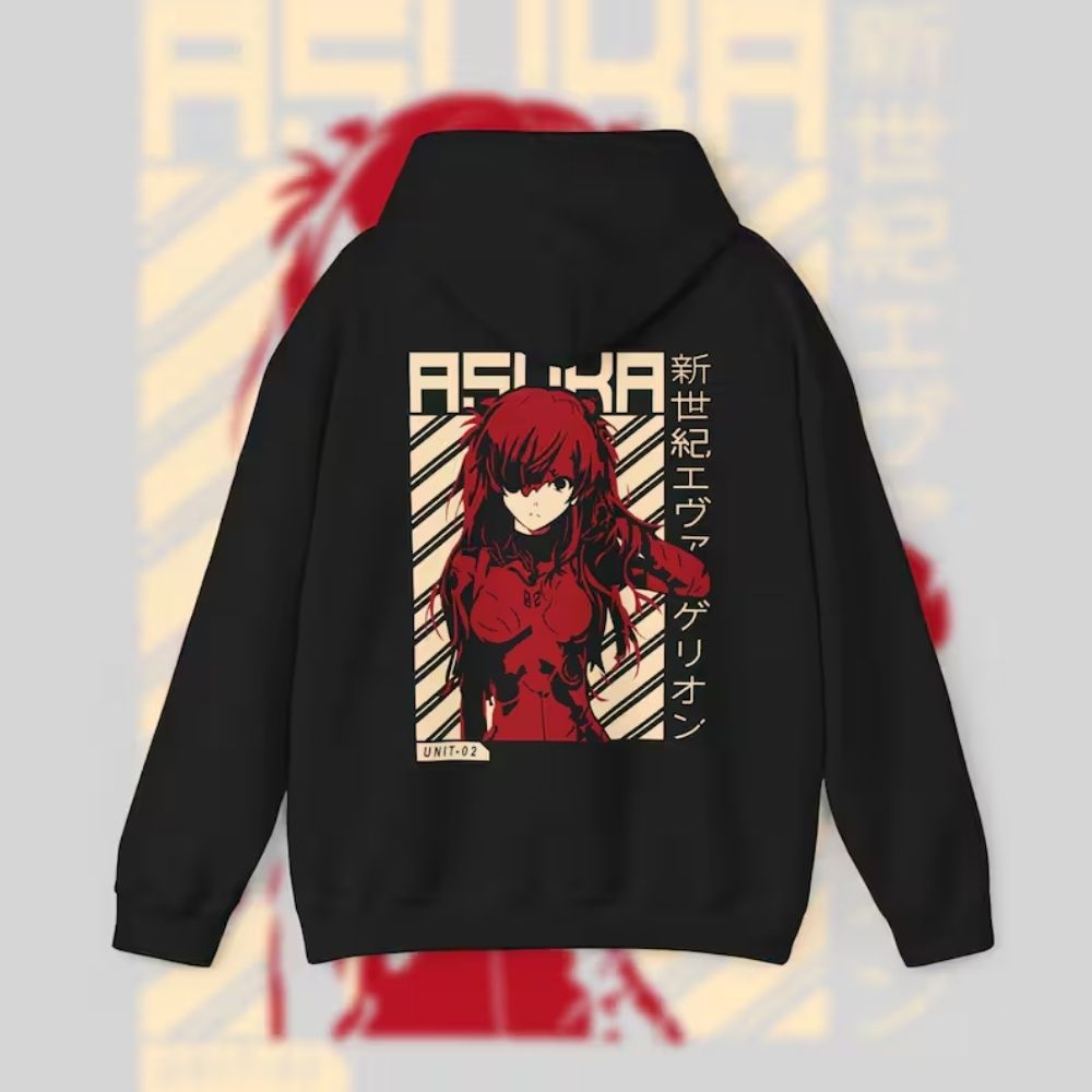 Evangelion Hoodies – Asuka Anime Retro Pullover Hoodie 2 - Evangelion Merch Evangelion Hoodies – Asuka Anime Retro Pullover Hoodie - Image 2