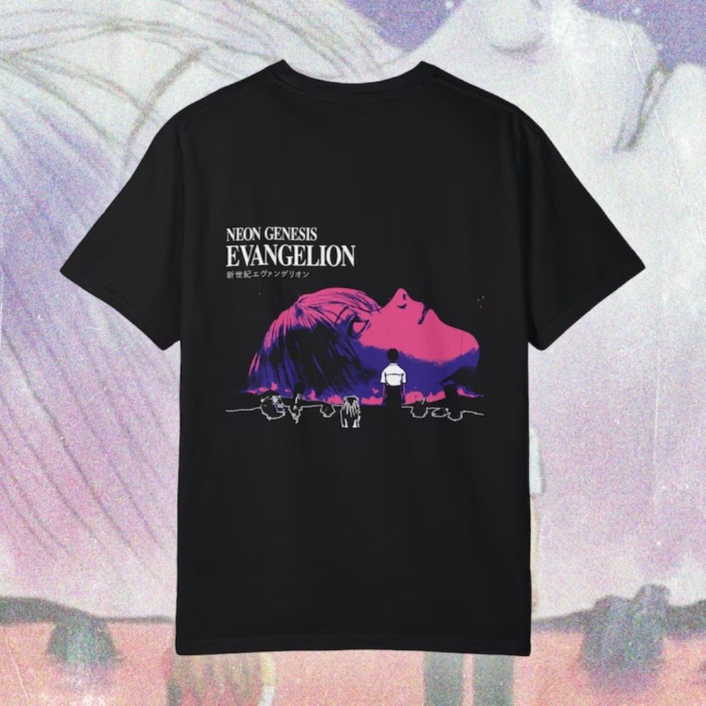 Evangelion T-shirts – Neon Genesis Evangelion Style Retro T-shirt 2 - Evangelion Merch Evangelion T-shirts – Neon Genesis Evangelion Style Retro T-shirt - Image 2