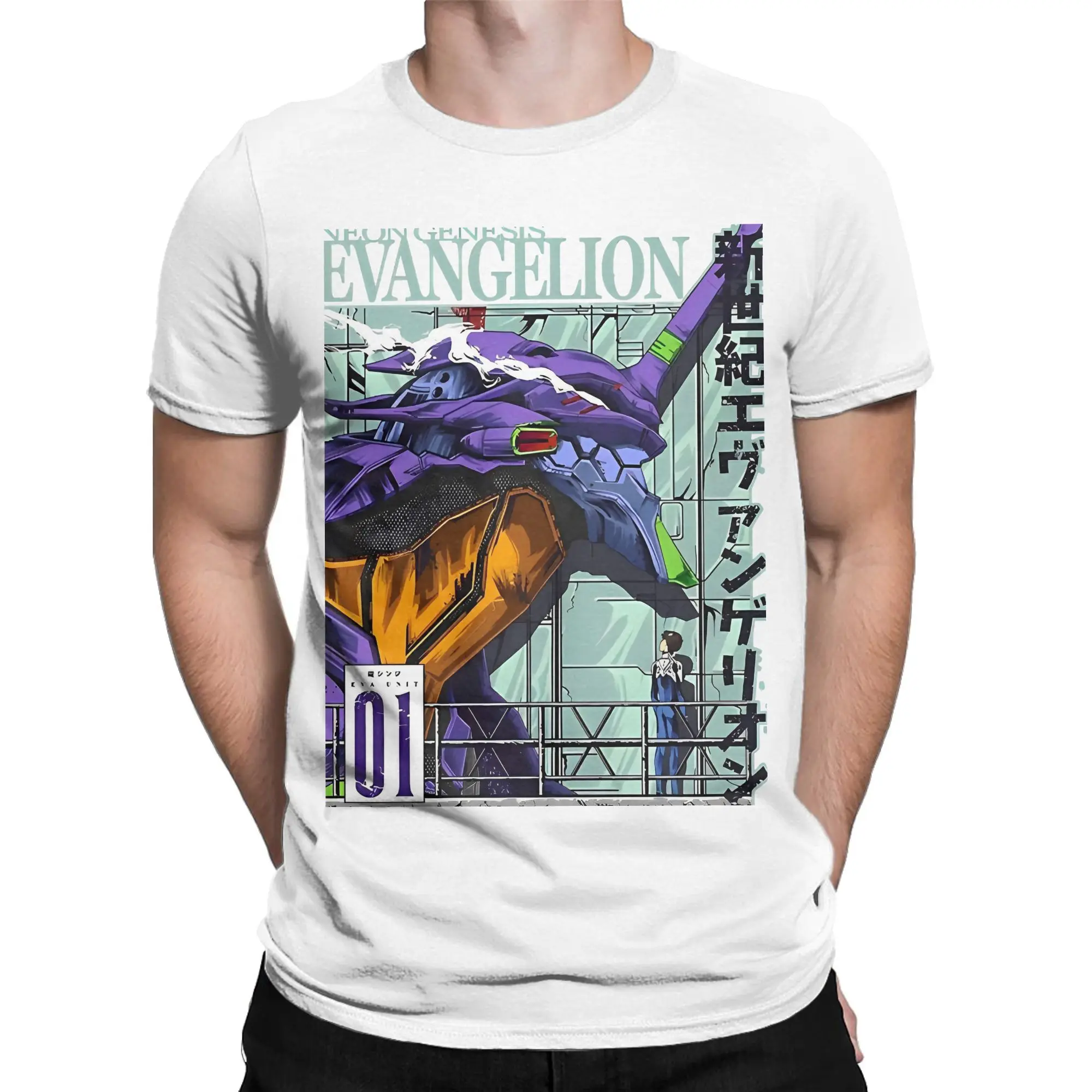 EVANGELION Anime Crewneck T-shirts 2 - Evangelion Merch EVANGELION Anime Crewneck T-shirts - Image 2
