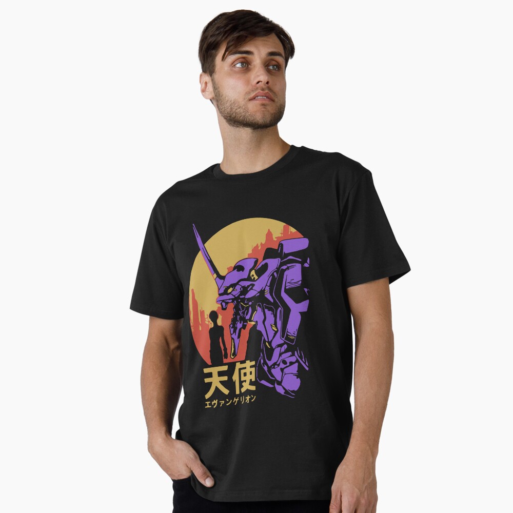 Evangelion T-Shirts - Neon Genesis Evangelion Retro Vintage Essential T-Shirt 2 - Evangelion Merch Evangelion T-Shirts - Neon Genesis Evangelion Retro Vintage Essential T-Shirt - Image 2