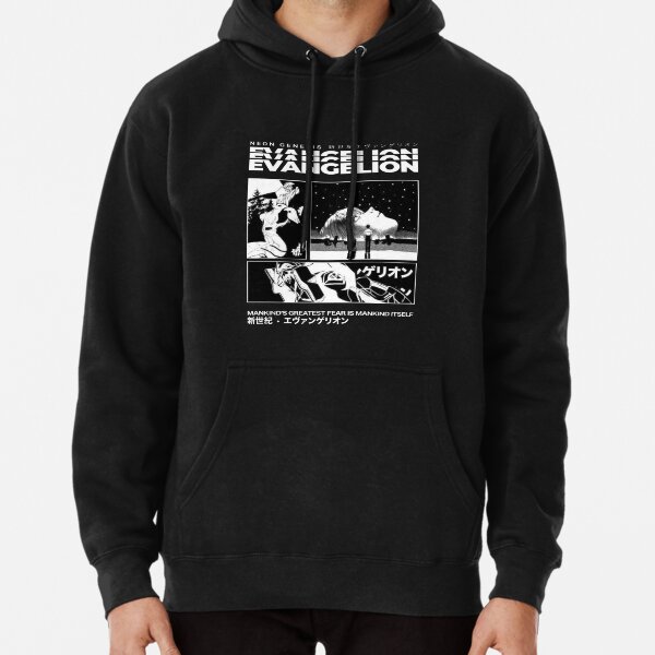 Evangelion black and white Pullover Hoodie RB2912