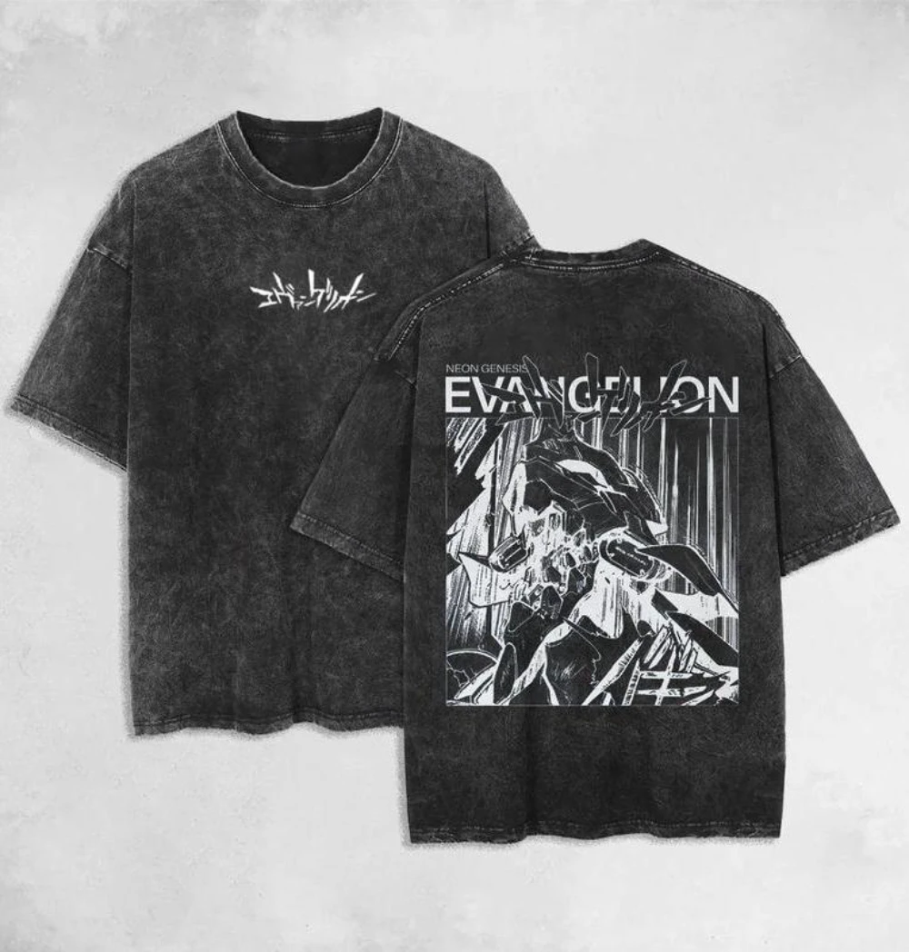 New EVA Anime PTTT1405 Retro Washed T-shirt